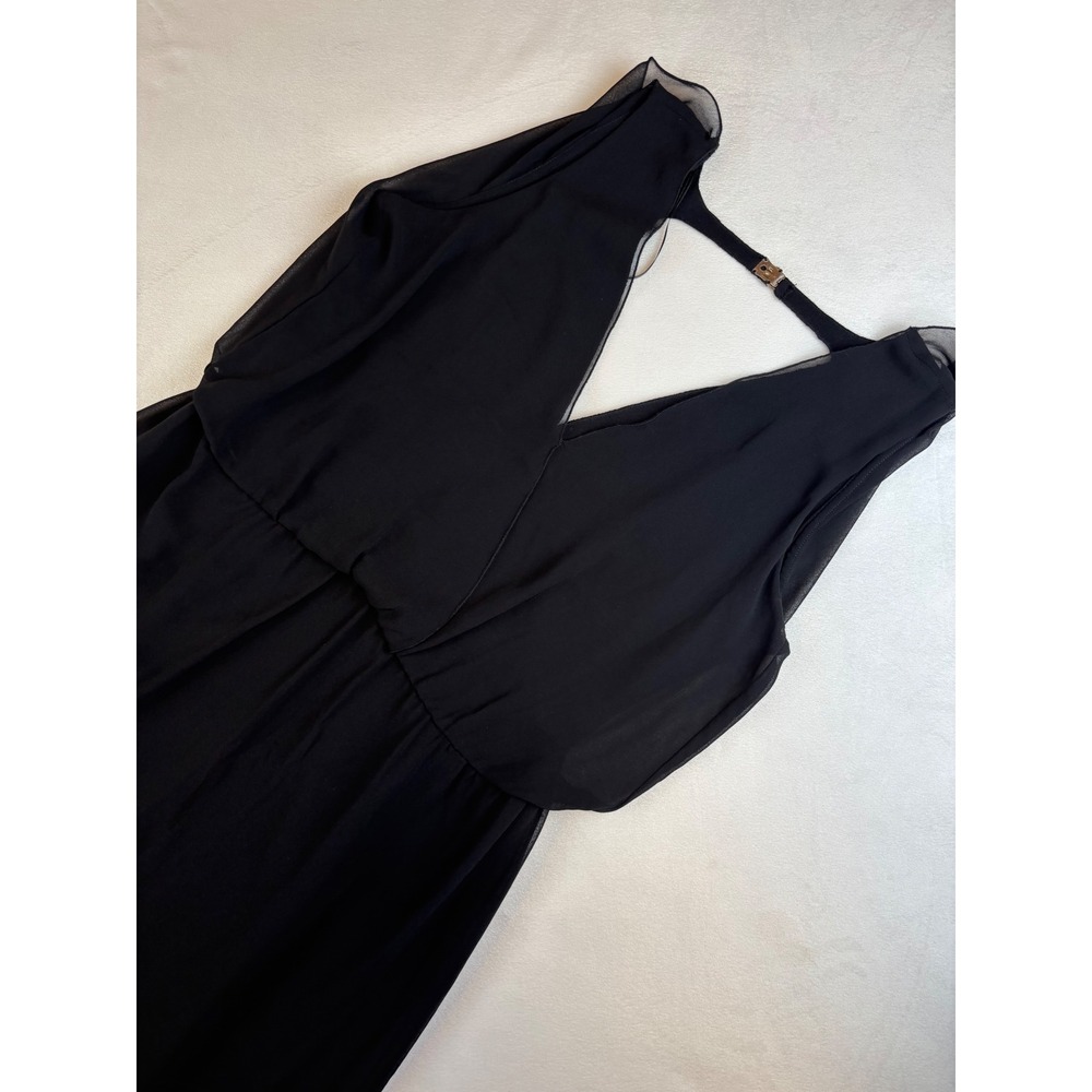 Zara Woman Black Sleeveless Sheer Overlay Mini Dress V‎ Neck Casual Party